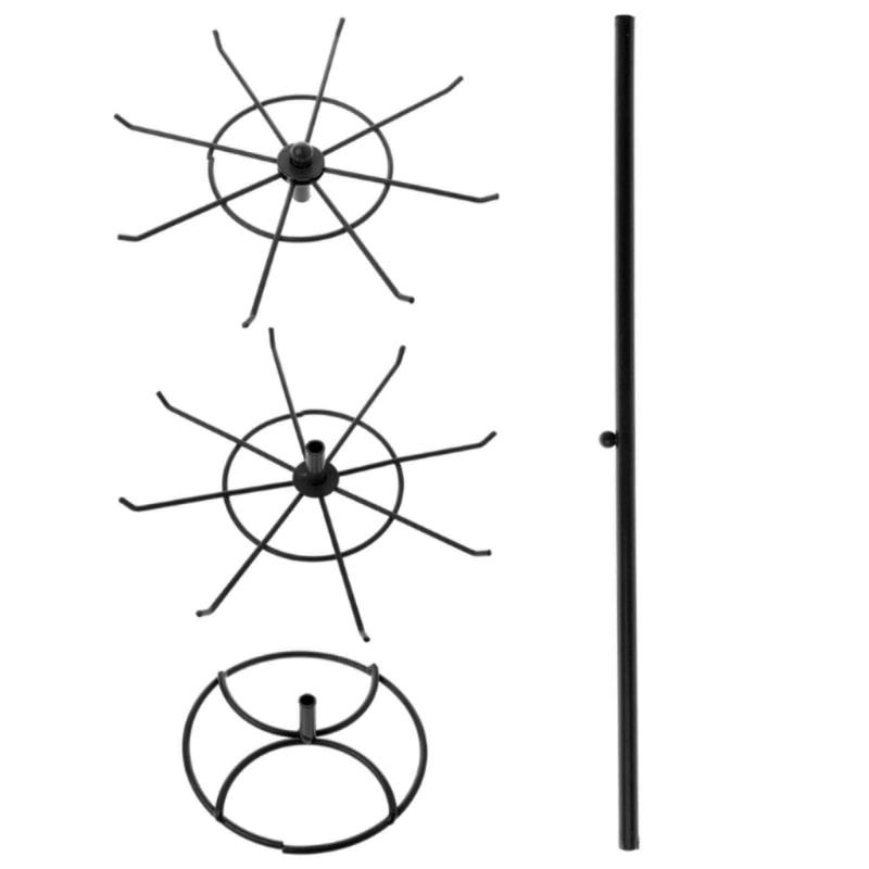 Stevvex 2-tier rotating jewelry stand in black metal with circular racks and vertical rod on Tampa Home & Garden Store