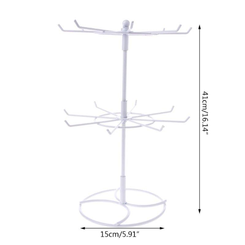 Stevvex 2-Tier Rotary Jewelry Stand white metal with two circular tiers on Tampa Home & Garden Store