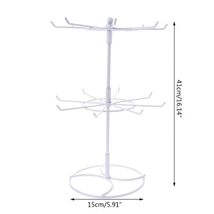 Stevvex 2-Tier Rotary Jewelry Stand white metal with two circular tiers on Tampa Home & Garden Store