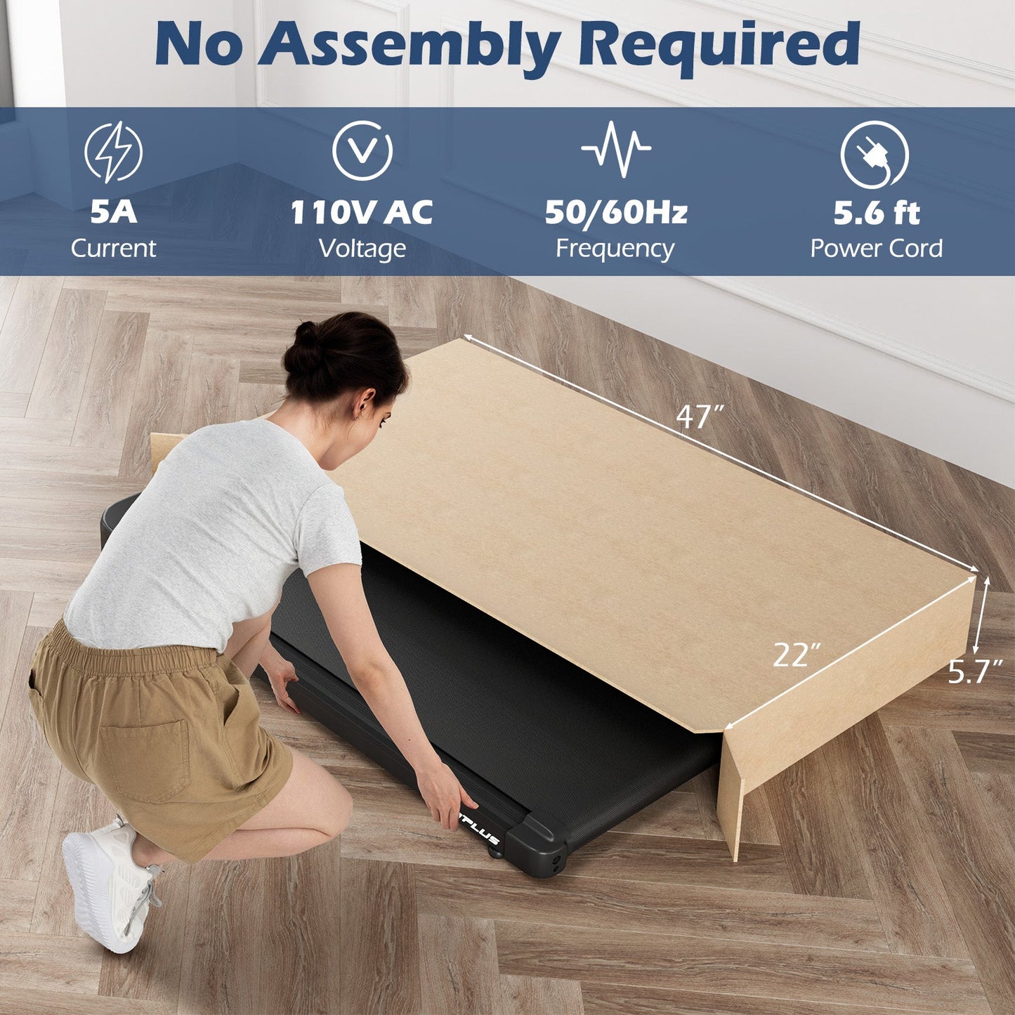 2.5HP Under Desk Treadmill with Remote Control and 3 Countdown Modes