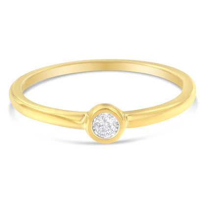 Yellow gold plated sterling silver Miracle Set diamond ring with bezel-set round diamond on Tampa Home & Garden Store
