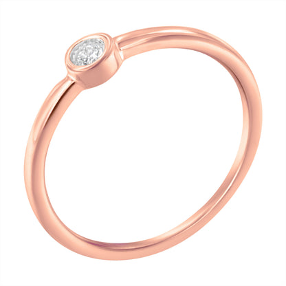 Rose gold plated .925 silver Miracle Set Diamond Ring with bezel diamond, size 6, by Bids.com on Tampa Home & Garden Store