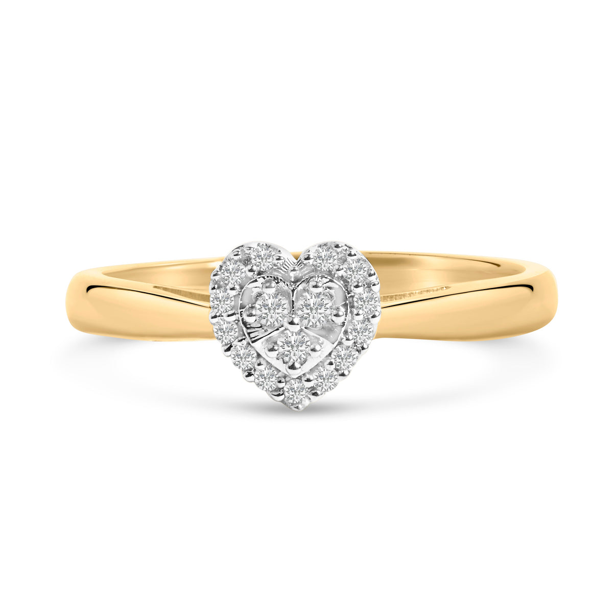 10K yellow gold 1/10 Cttw diamond heart halo promise ring with diamond cluster centerpiece on Tampa Home & Garden Store