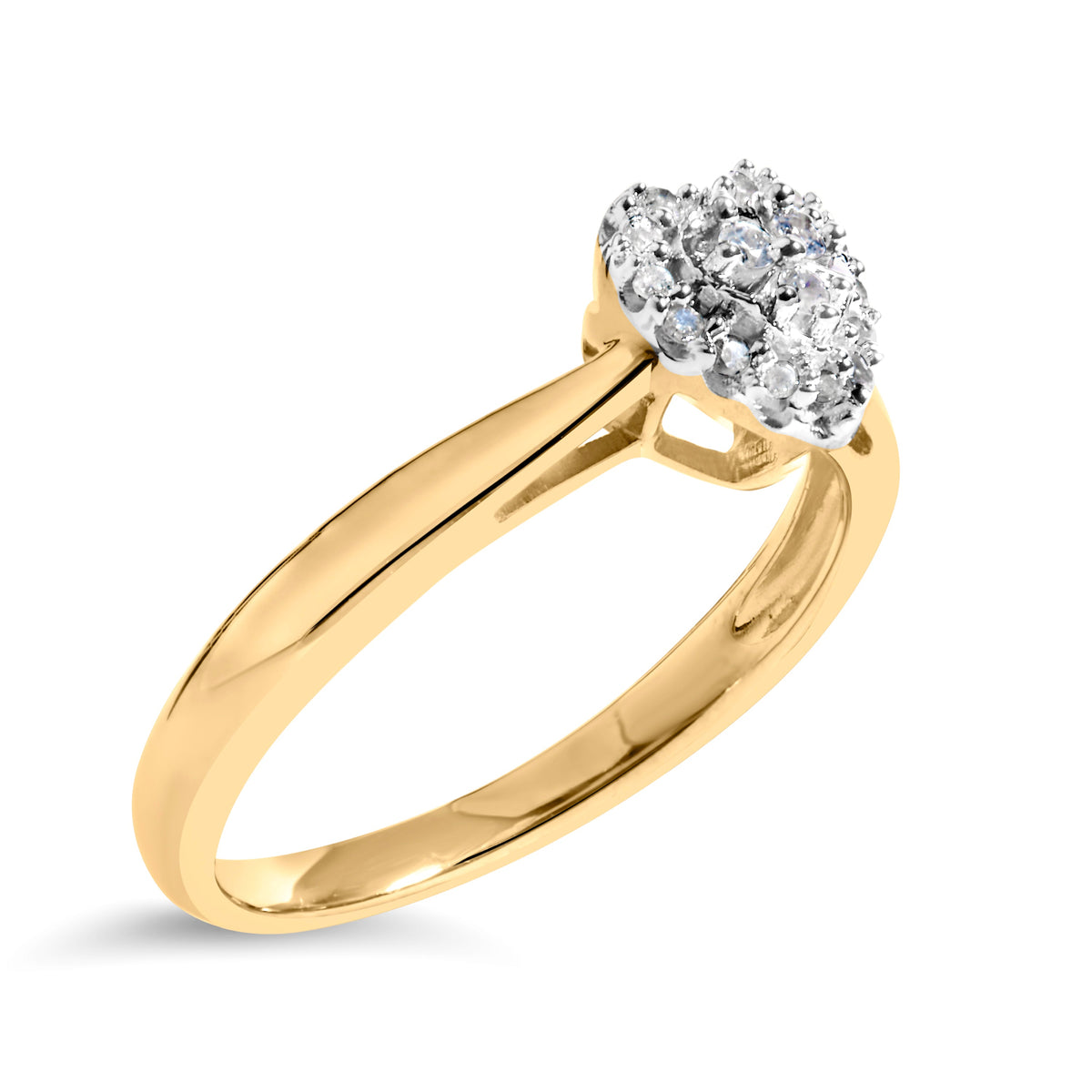10K yellow gold diamond heart halo promise ring with a diamond cluster centerpiece on Tampa Home & Garden Store