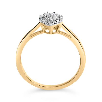 10K yellow gold diamond heart halo promise ring, 1/10 Cttw on Tampa Home & Garden Store