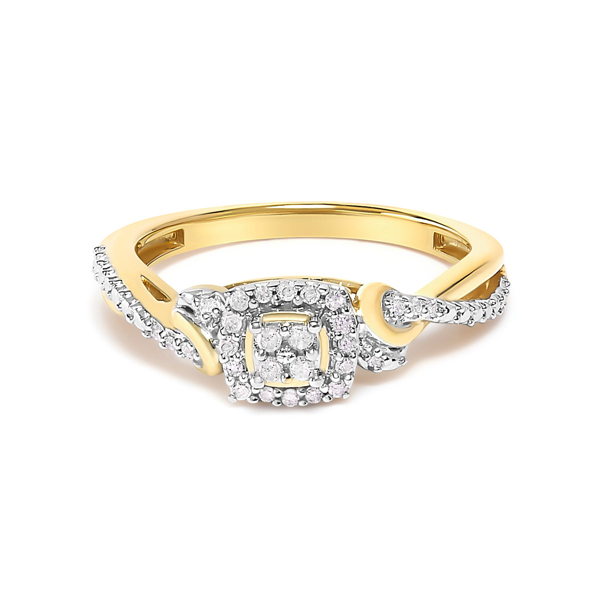 10K yellow gold twisted shank diamond halo ring, 1/10 cttw, size 7, by Bids.com on Tampa Home & Garden Store