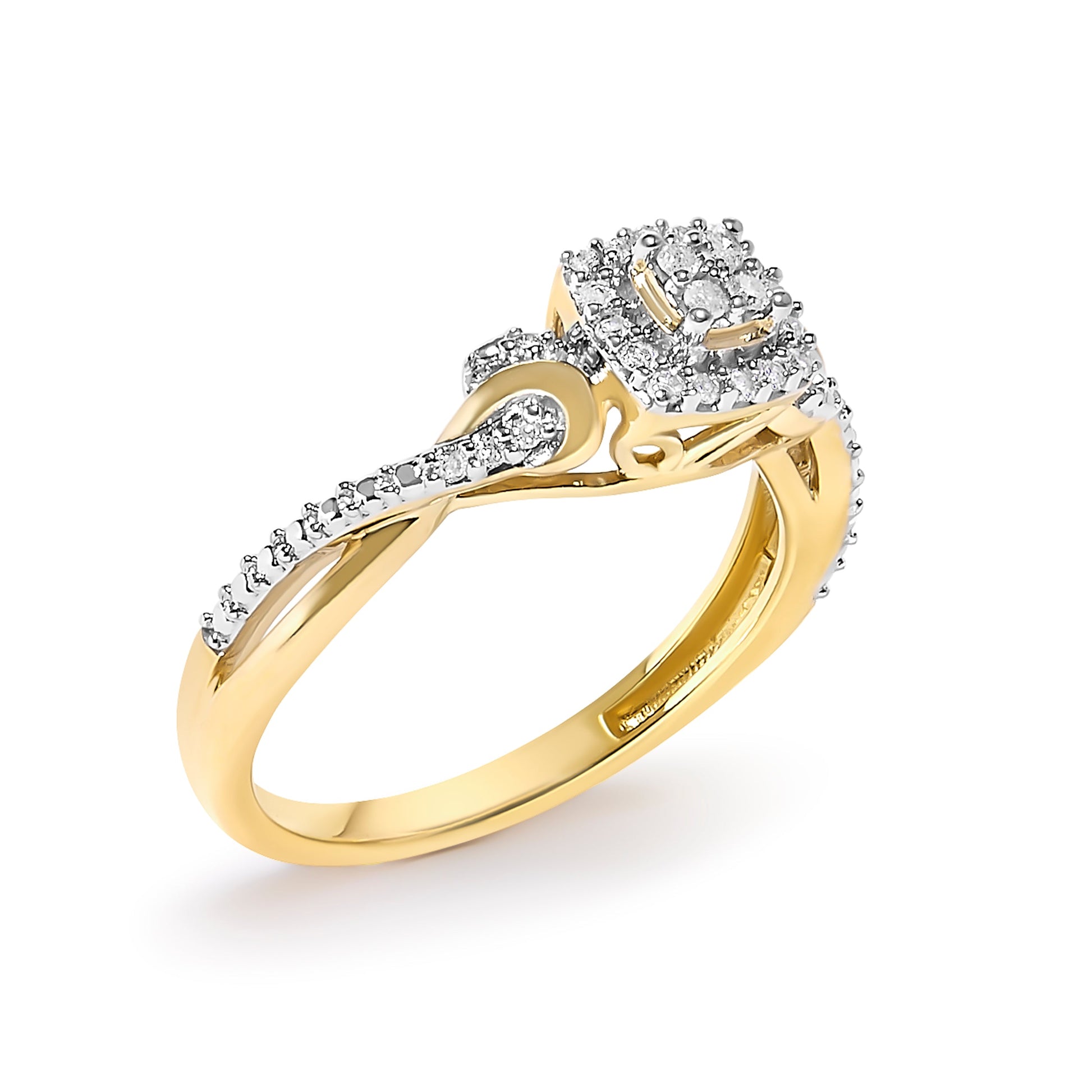 Diamond halo ring, 10K yellow gold twisted shank, pave diamonds, Bids.com size 7 on Tampa Home & Garden Store