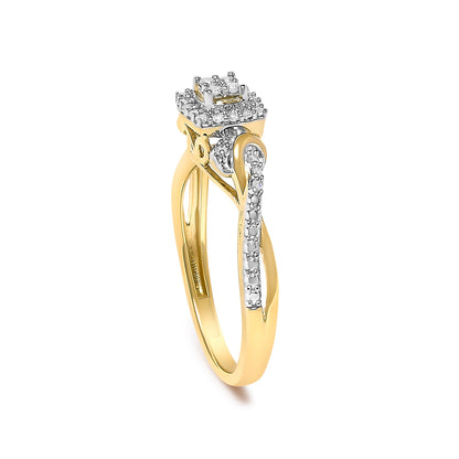 Engagement ring 10K yellow gold twisted shank diamond halo pavé band size 7 by Bids.com on Tampa Home & Garden Store
