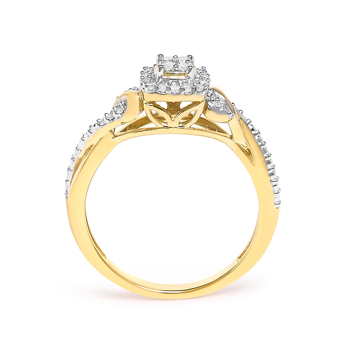 Engagement ring 10K yellow gold twisted shank with halo, 1/10 cttw by Bids.com on Tampa Home & Garden Store