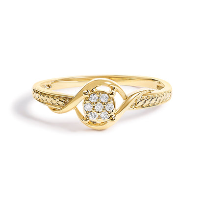 10K yellow gold diamond cluster twisted promise ring with pavé shoulders by Bids.com on Tampa Home & Garden Store