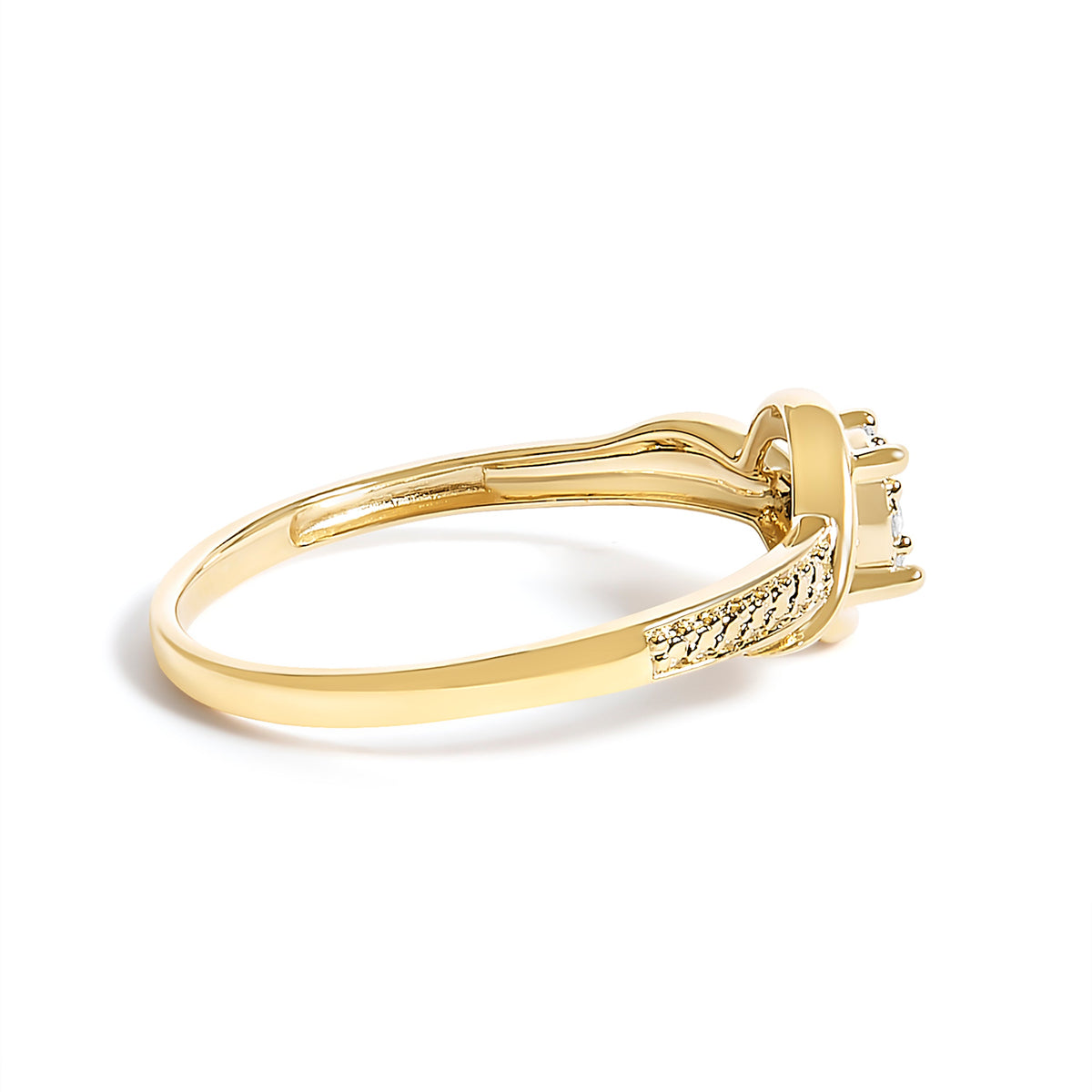 10K yellow gold diamond cluster twisted promise ring with textured band on Tampa Home & Garden Store