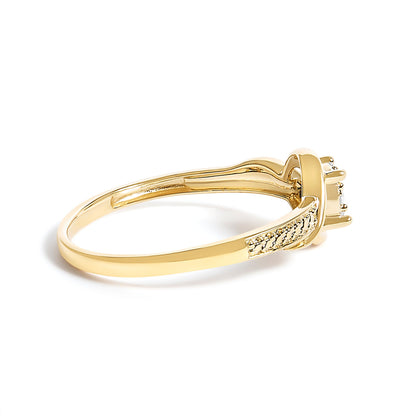 10K yellow gold diamond cluster twisted promise ring with textured band on Tampa Home & Garden Store