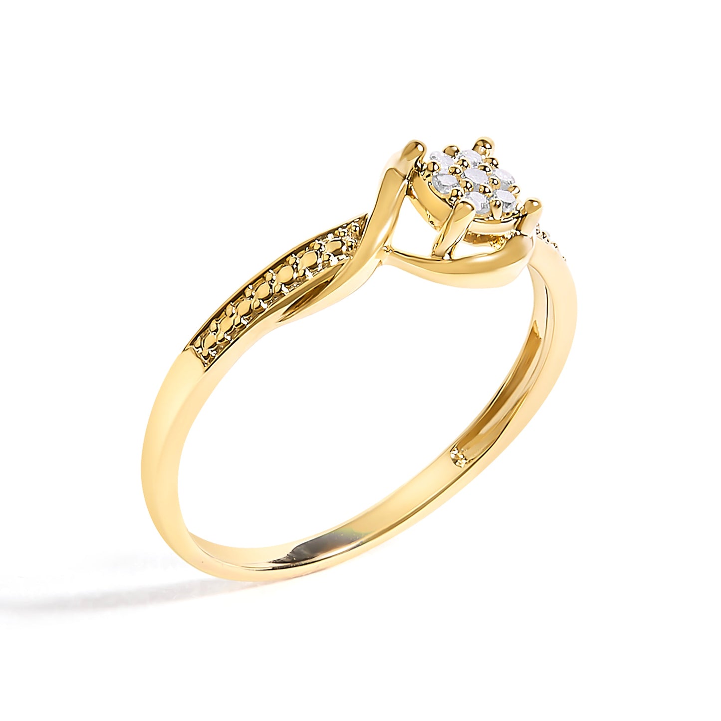 10K yellow gold diamond cluster twisted promise ring with pavé side beads on Tampa Home & Garden Store