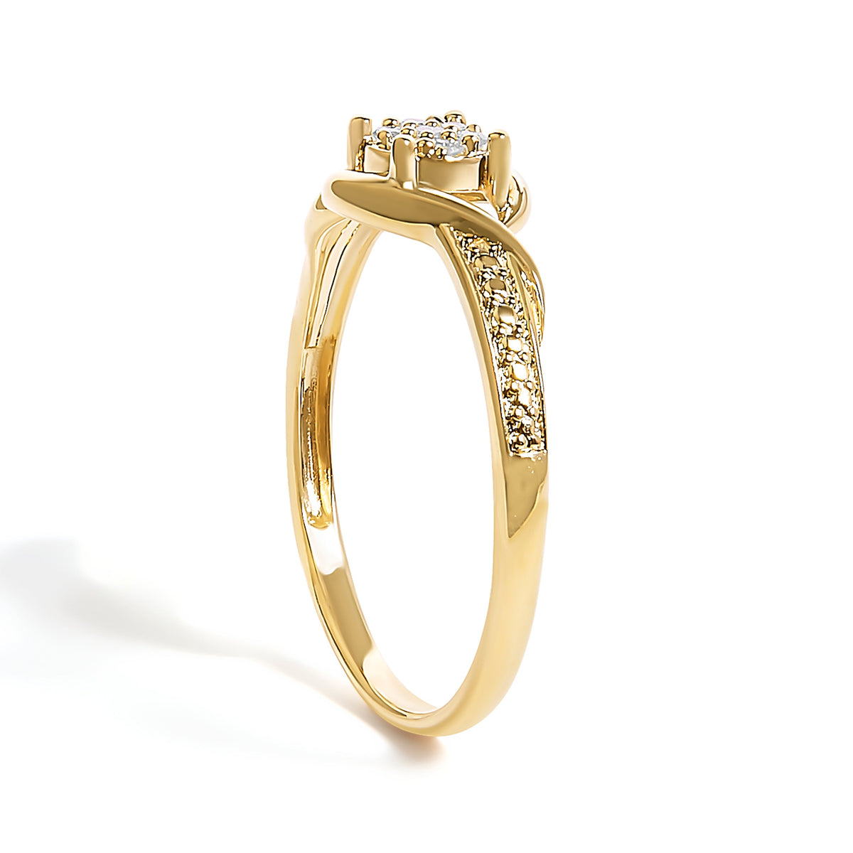 10K yellow gold diamond cluster twisted promise ring with pavé band on Tampa Home & Garden Store
