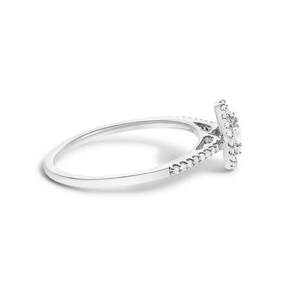 Engagement ring, 14K white gold with diamond halo oval center, 1/5 Cttw, size 7 by Bids.com on Tampa Home & Garden Store