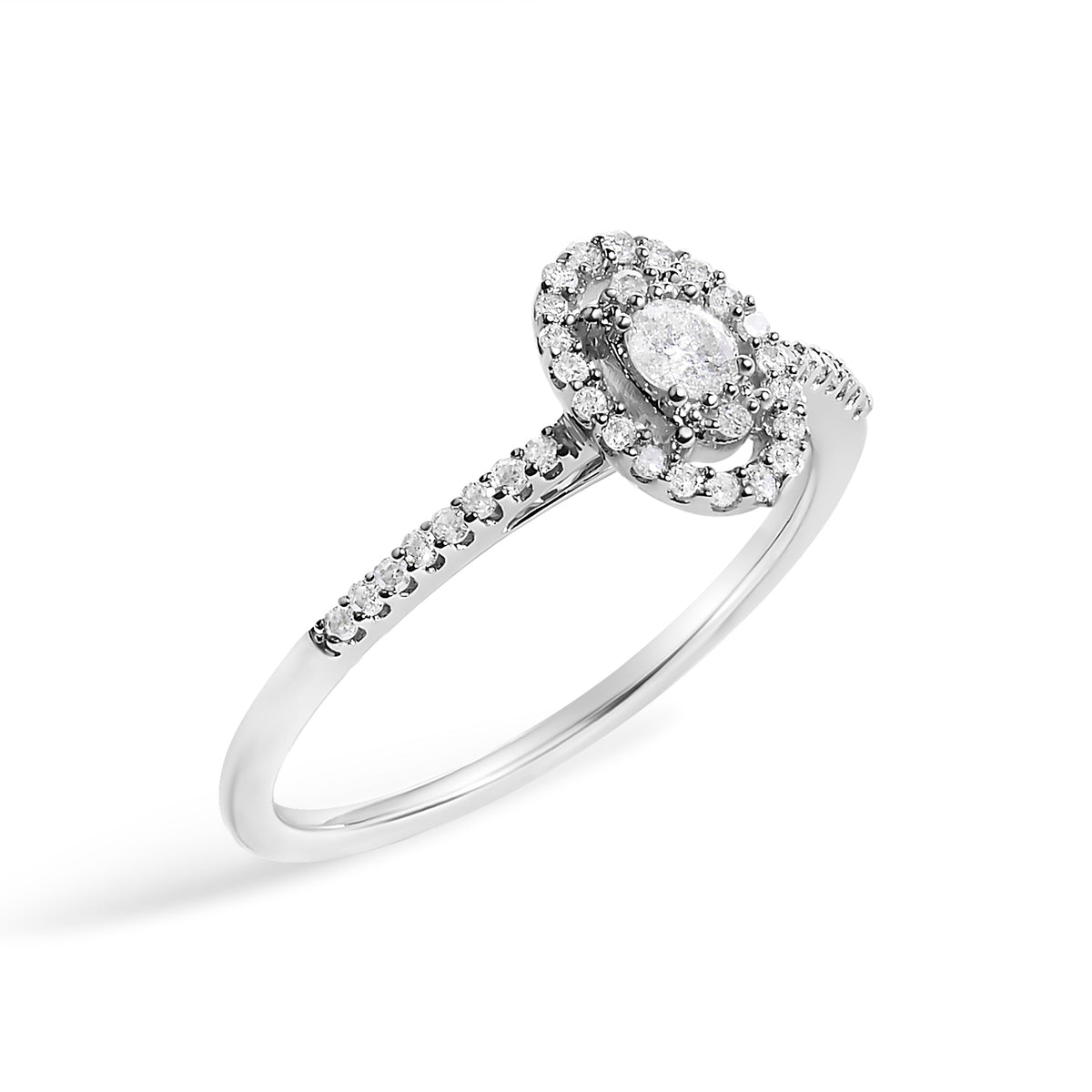 14K white gold diamond halo ring with oval center and pavé band size 7 Bids.com on Tampa Home & Garden Store