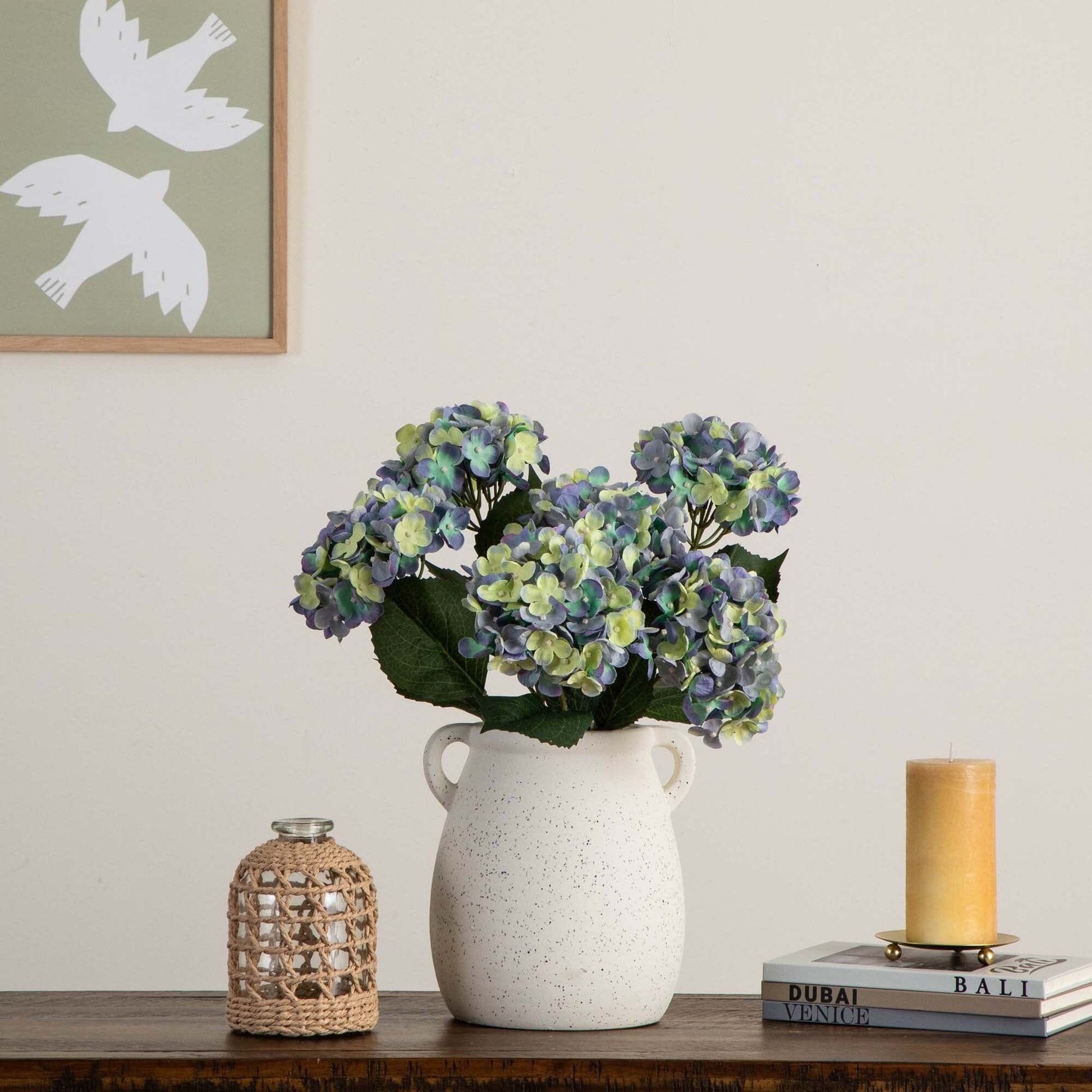 20" Artificial Hydrangea Flower Stems- Set of 3 - Tampa Home & Garden Store