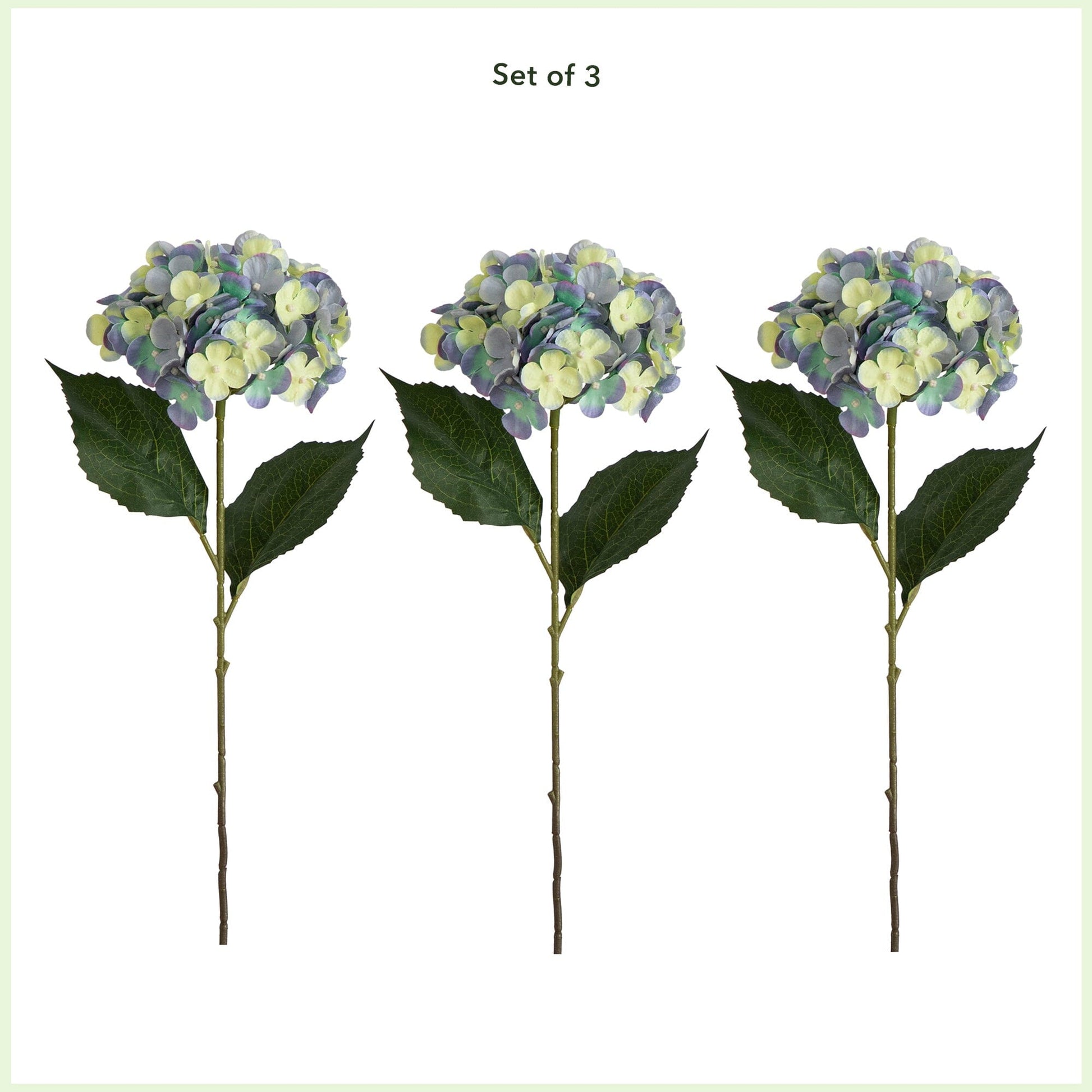 20" Artificial Hydrangea Flower Stems- Set of 3 - Tampa Home & Garden Store