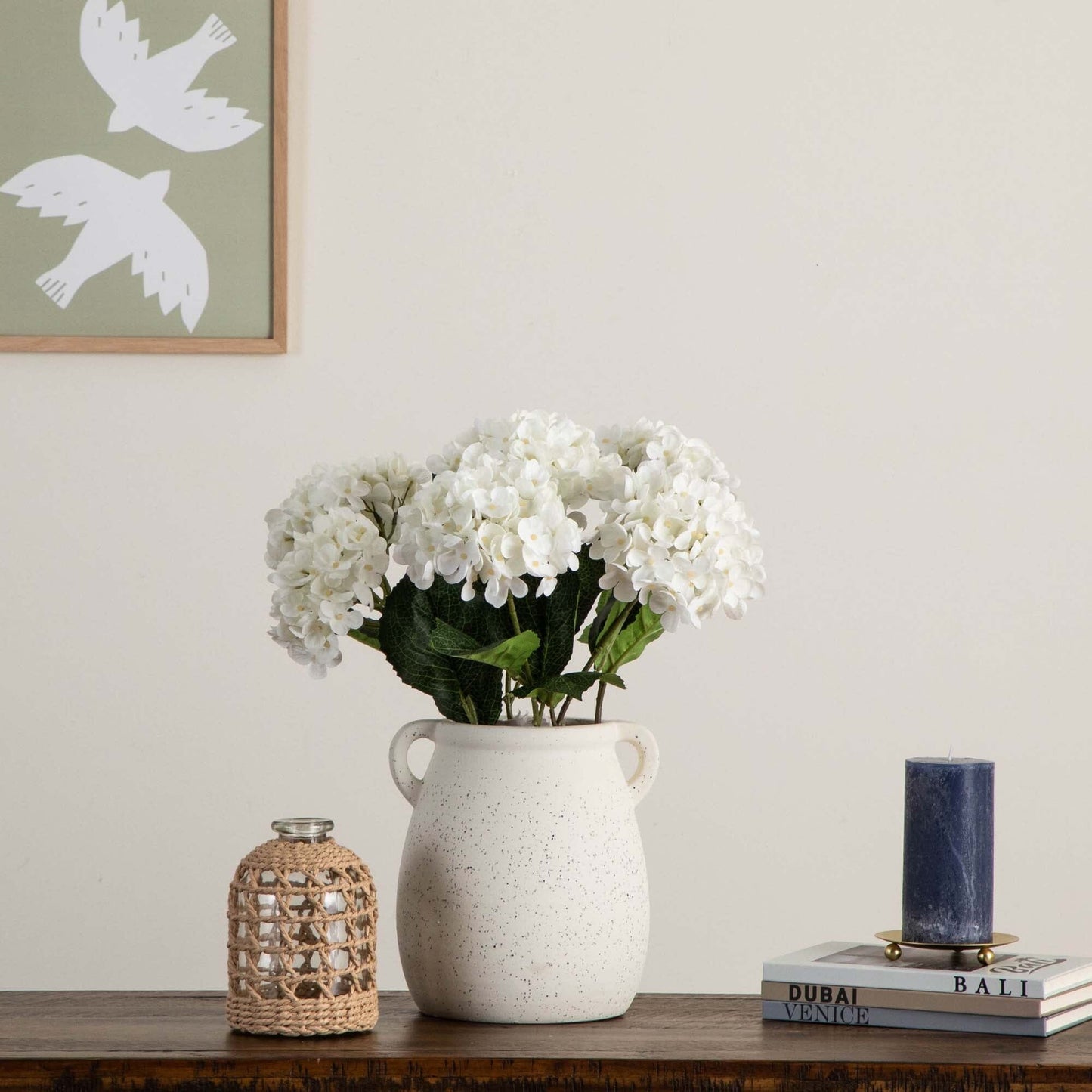 20" Artificial Hydrangea Flower Stems- Set of 3 - Tampa Home & Garden Store