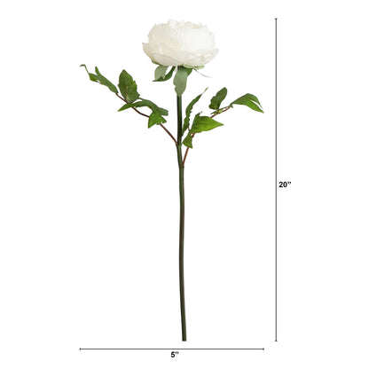 20"Artificial Peony Flower Stems - Set of 3 - Tampa Home & Garden Store
