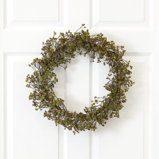 20” Autumn Gypsophila Artificial Wreath - Tampa Home & Garden Store
