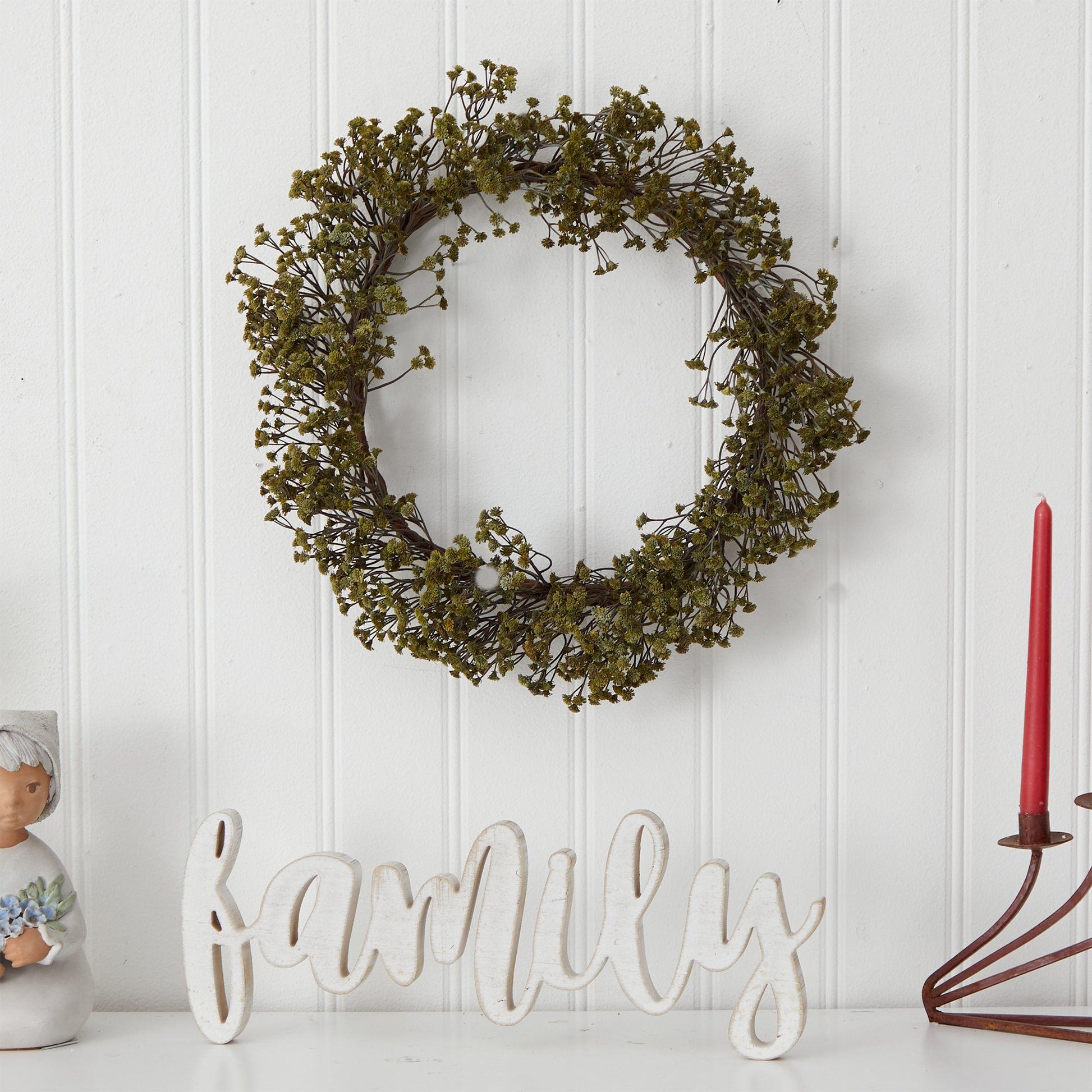 20” Autumn Gypsophila Artificial Wreath - Tampa Home & Garden Store