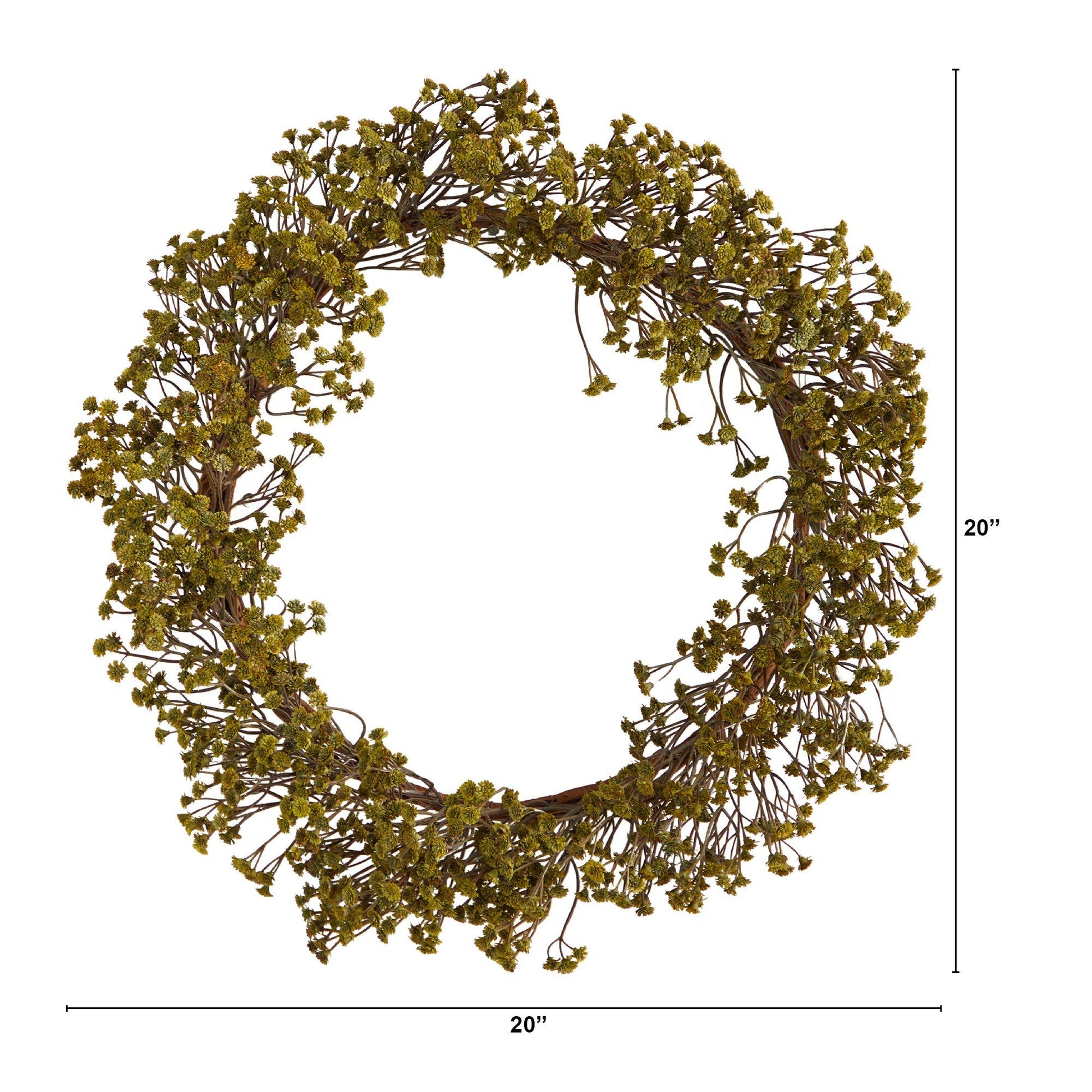 20” Autumn Gypsophila Artificial Wreath - Tampa Home & Garden Store