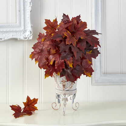 20” Autumn Maple Leaf Artificial Plant in Metal Planter - Tampa Home & Garden Store