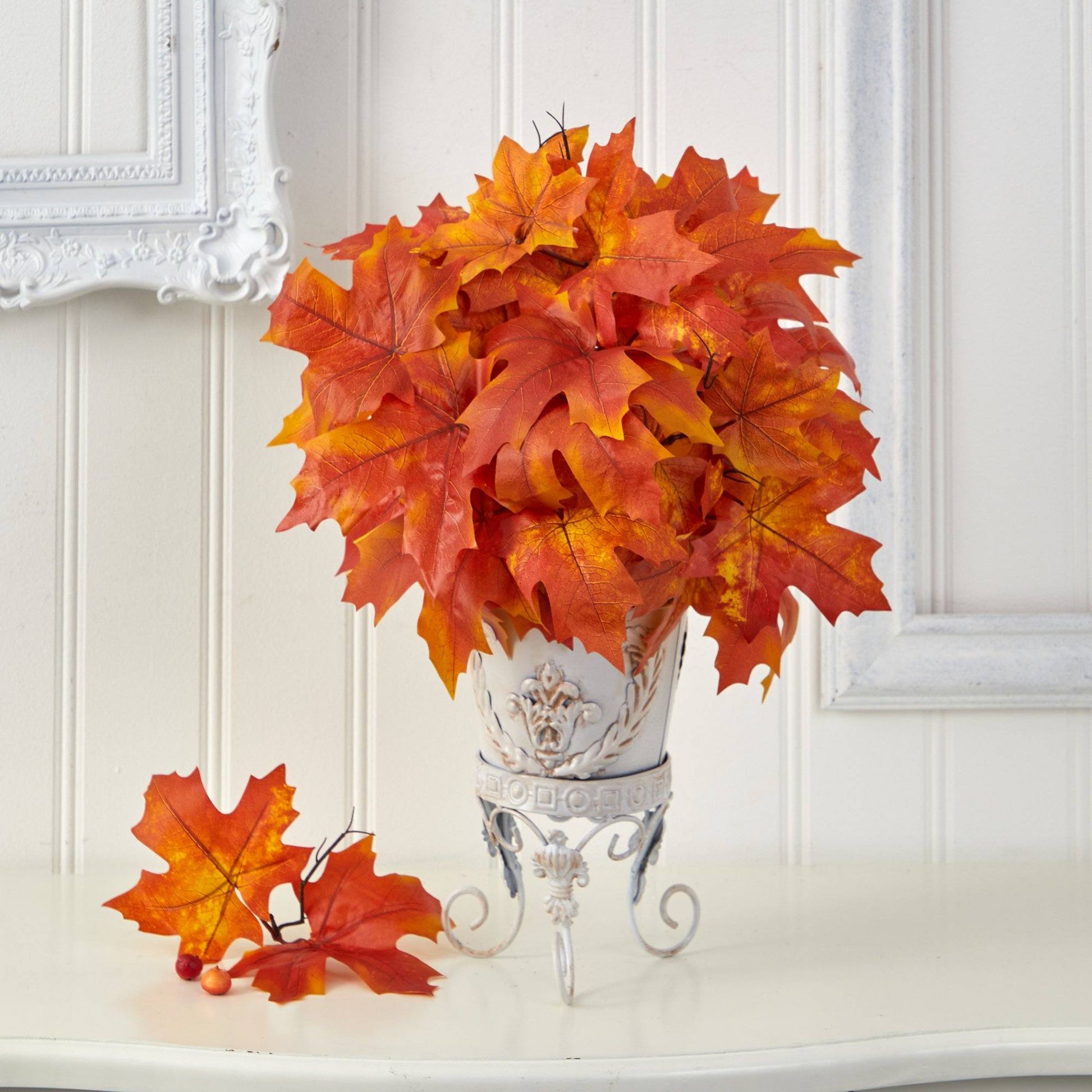 20” Autumn Maple Leaf Artificial Plant in Metal Planter - Tampa Home & Garden Store