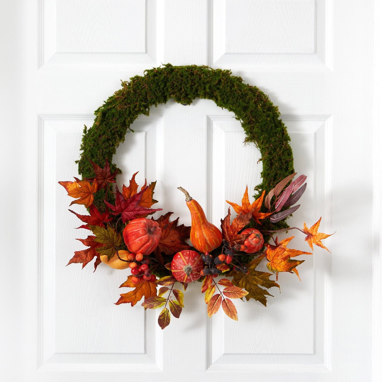 20” Autumn Pumpkin, Gourd and Fall Maple Leaf Artificial Wreath - Tampa Home & Garden Store