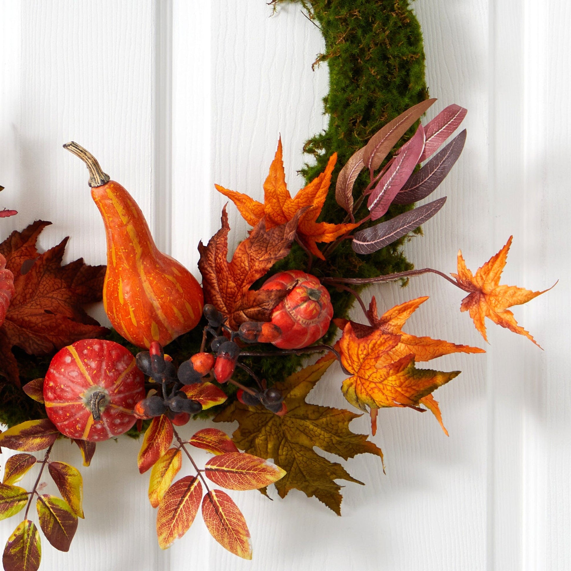 20” Autumn Pumpkin, Gourd and Fall Maple Leaf Artificial Wreath - Tampa Home & Garden Store