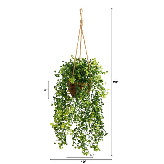 20” Baby Tear Artificial Plant in Hanging Basket - Tampa Home & Garden Store