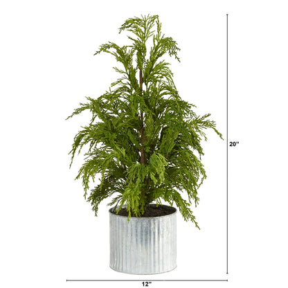 20” Cedar Pine “Natural Look” Artificial Christmas Tree in Decorative Planter - Tampa Home & Garden Store