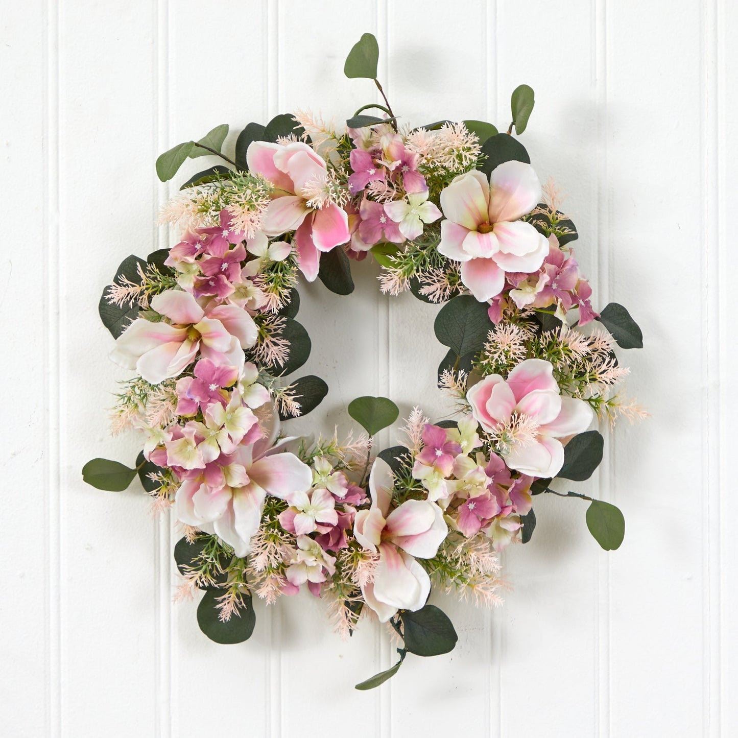 20” Hydrangea and Magnolia Artificial Wreath - Tampa Home & Garden Store