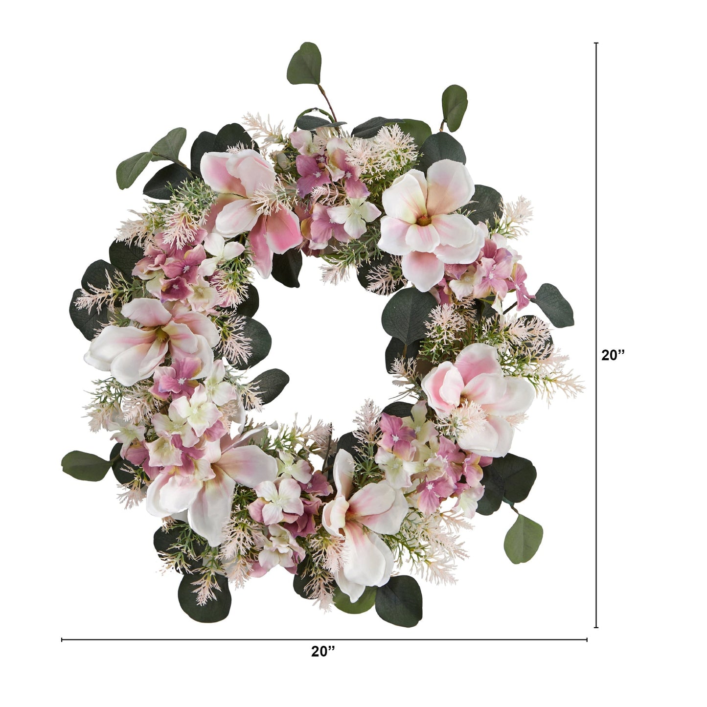 20” Hydrangea and Magnolia Artificial Wreath - Tampa Home & Garden Store