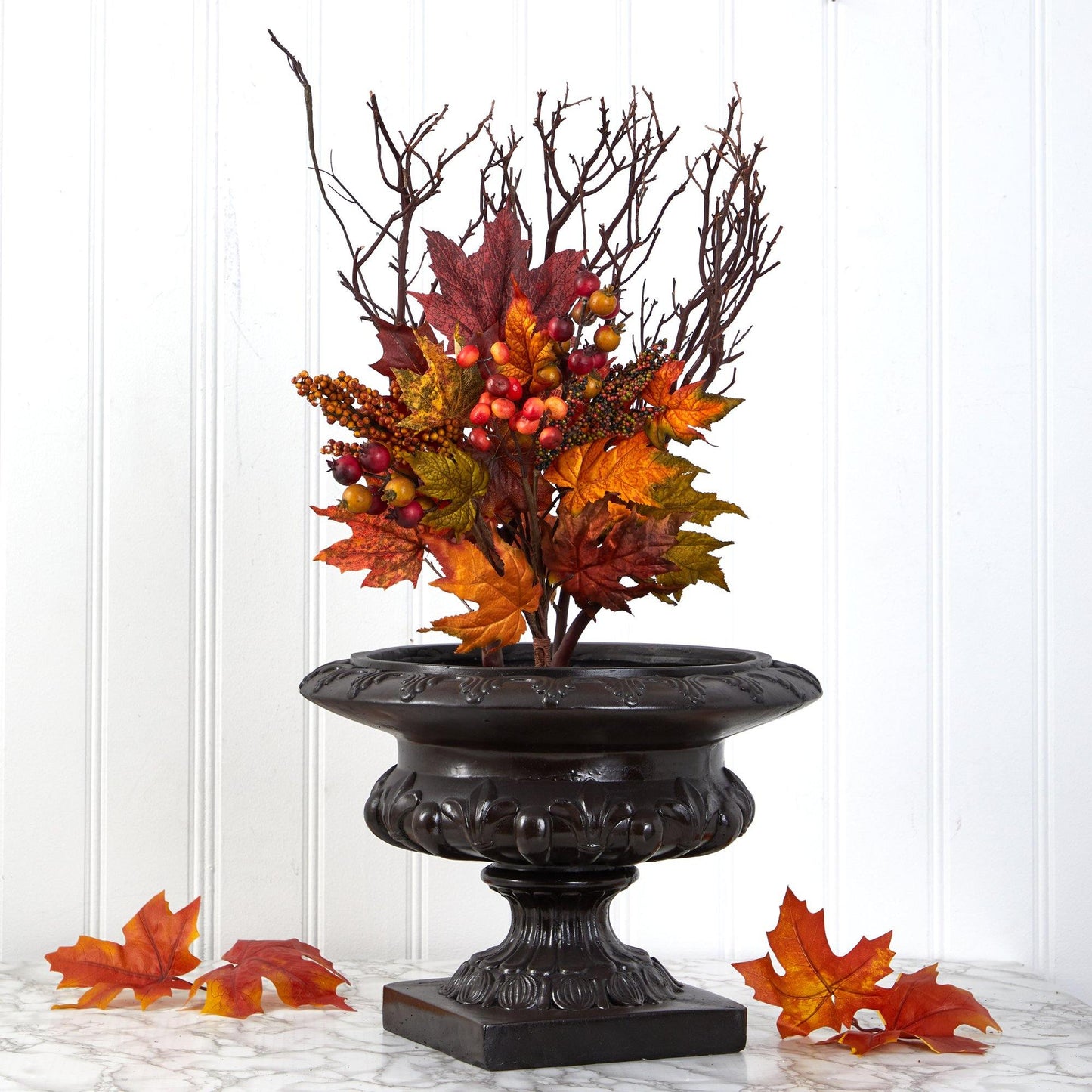 20” Maple Leaf and Berries Artificial Flower Bouquet (Set of 3) - Tampa Home & Garden Store