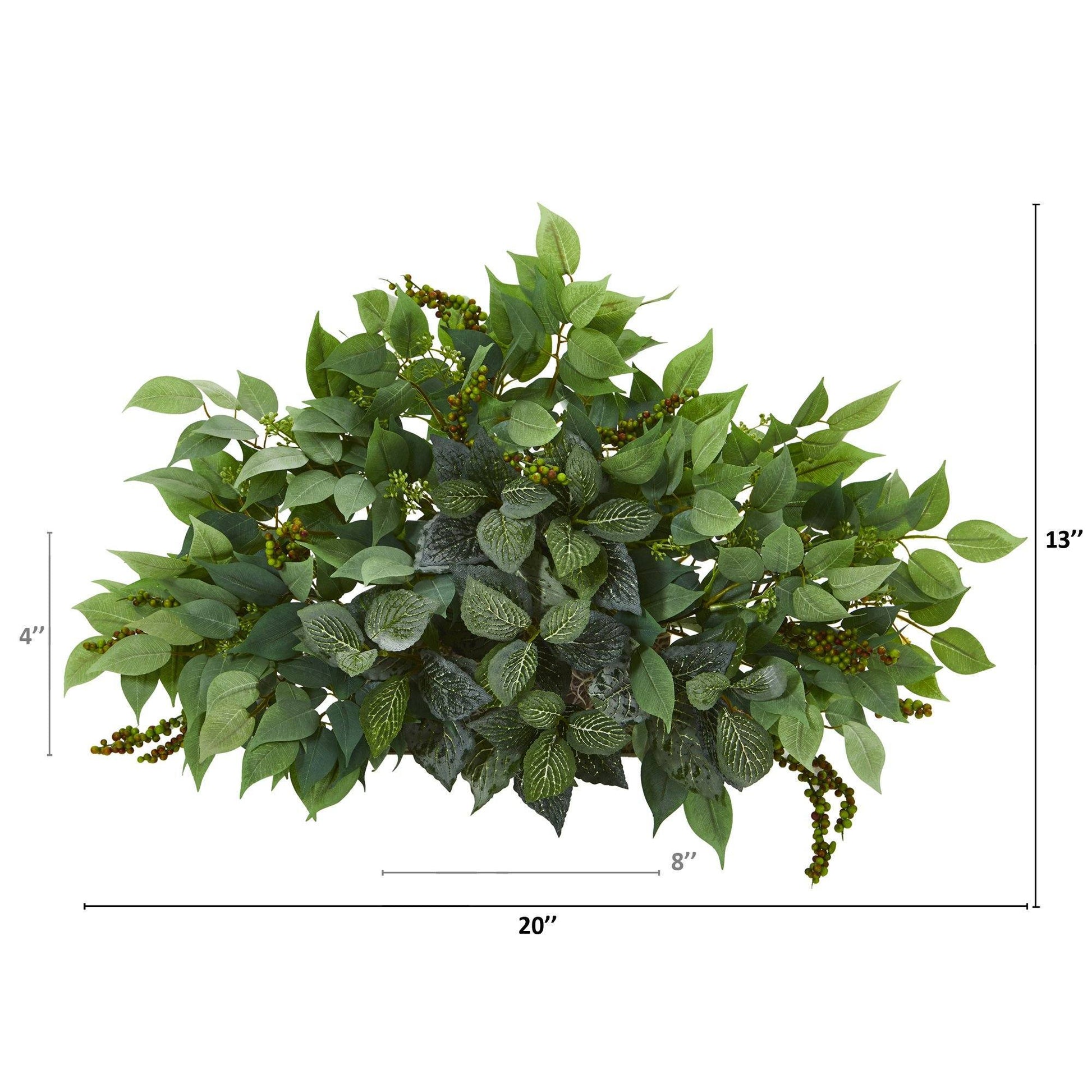 20” Mixed Ficus and Fittonia Artificial Ledge Plant - Tampa Home & Garden Store