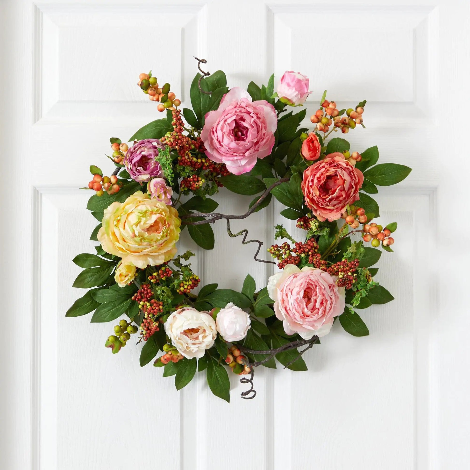 20'' Mixed Peony & Berry Wreath - Tampa Home & Garden Store
