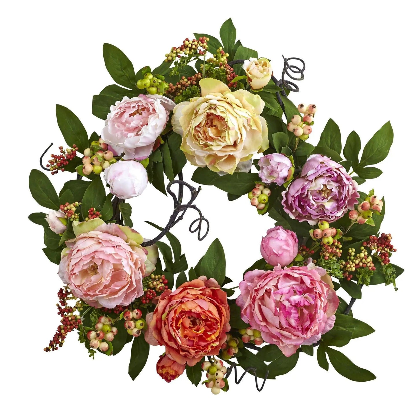 20'' Mixed Peony & Berry Wreath - Tampa Home & Garden Store