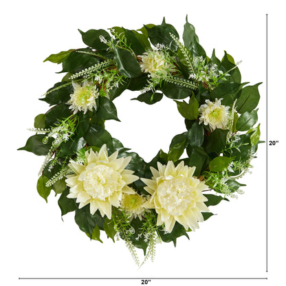 20” Protea Artificial Wreath - Tampa Home & Garden Store
