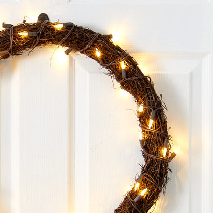 20” Vine Wreath with 50 White Warm LED Lights - Tampa Home & Garden Store