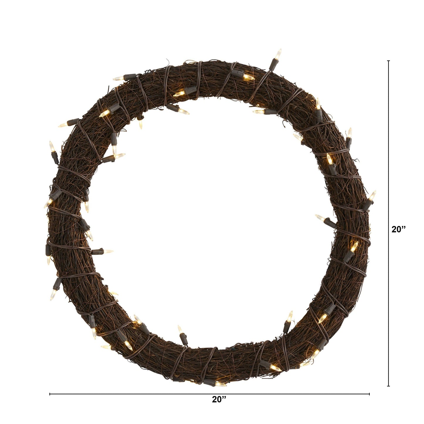 20” Vine Wreath with 50 White Warm LED Lights - Tampa Home & Garden Store