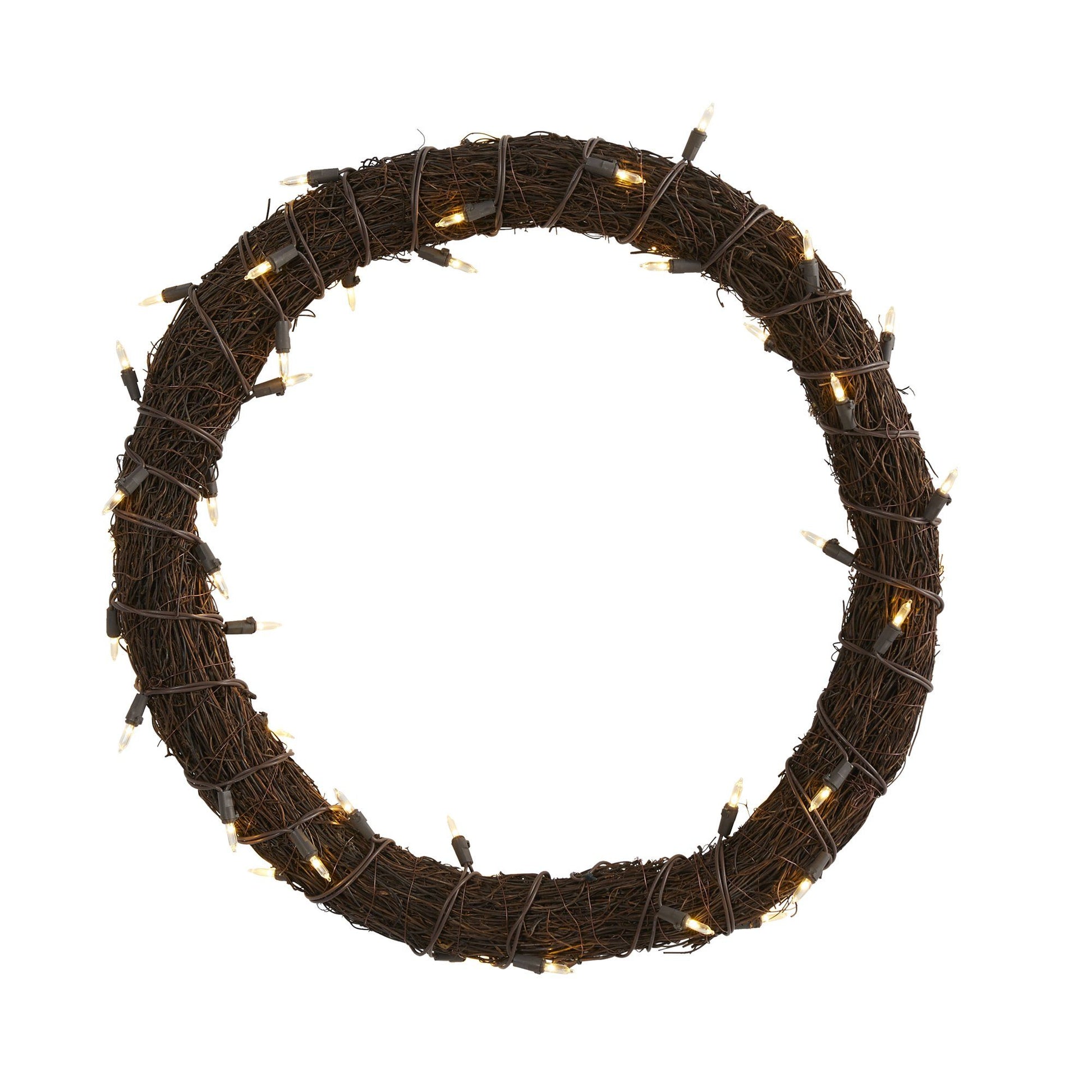 20” Vine Wreath with 50 White Warm LED Lights - Tampa Home & Garden Store