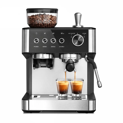 Kismile CM8031 espresso machine with bean hopper, two-shot brewing, steam wand on Tampa Home & Garden Store
