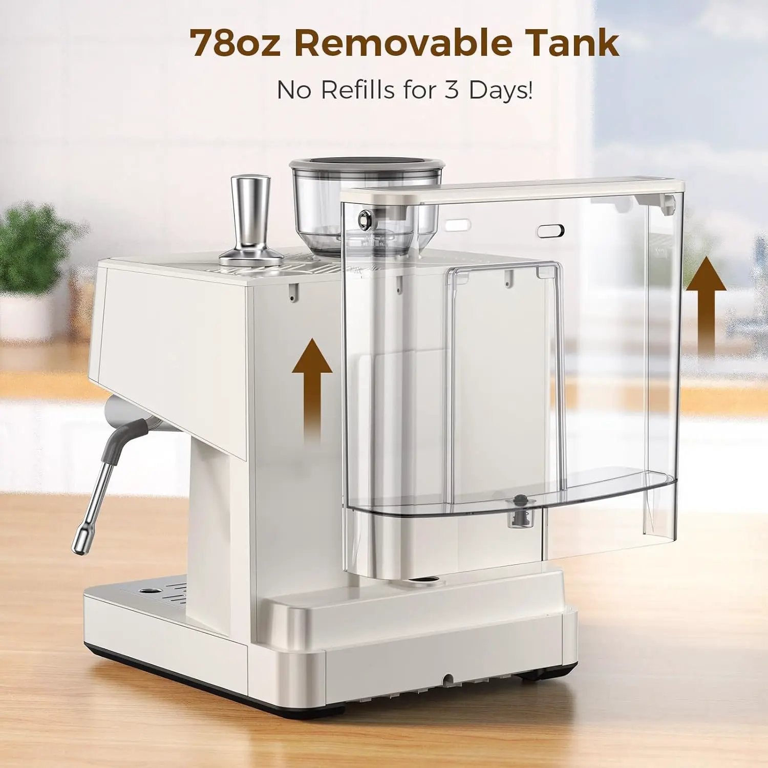 Kismile 20 Bar Espresso Machine CM8031 white coffee maker with transparent water tank on Tampa Home & Garden Store