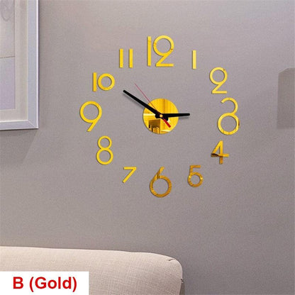 20in round gold acrylic wall clock by Stevvex with mirror center and large Arabic numerals on Tampa Home & Garden Store