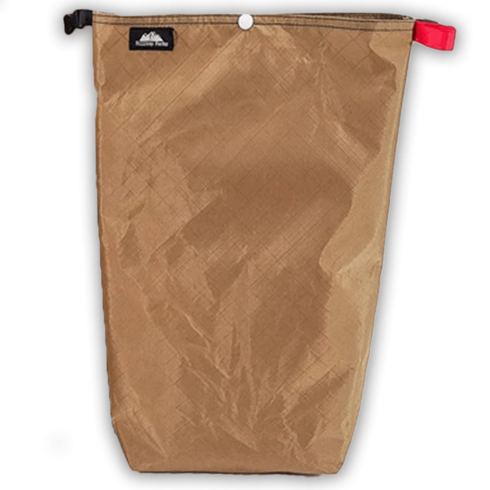 20L bear bag ultralight ECOPAK tan with red side strap Hilltop Packs LLC logo on Tampa Home & Garden Store