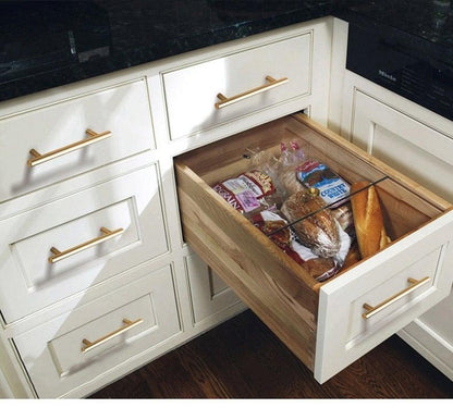 Brushed gold stainless steel T-bar cabinet pulls set 20 pcs, 76/96mm for kitchen cupboards on Tampa Home & Garden Store