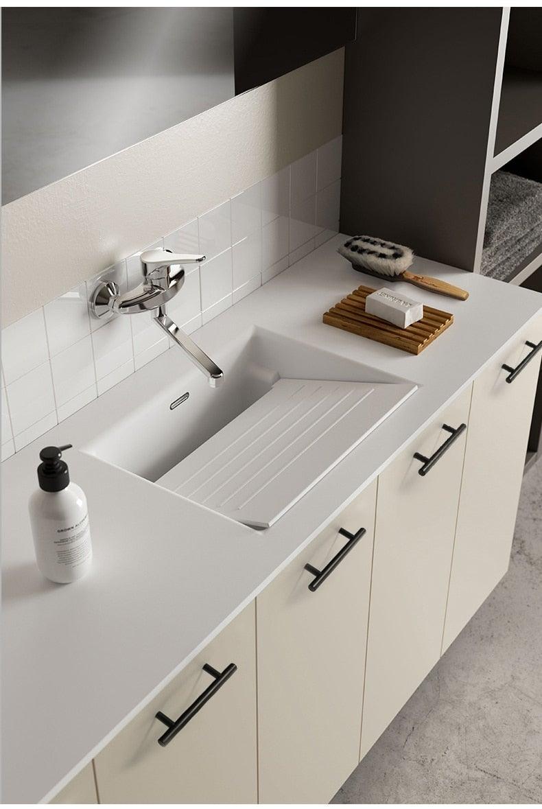 Black stainless steel kitchen cabinet handles on white cabinets on Tampa Home & Garden Store