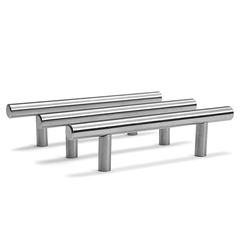Brushed stainless steel T-bar cabinet pulls 76mm/96mm, 3 pcs shown on Tampa Home & Garden Store